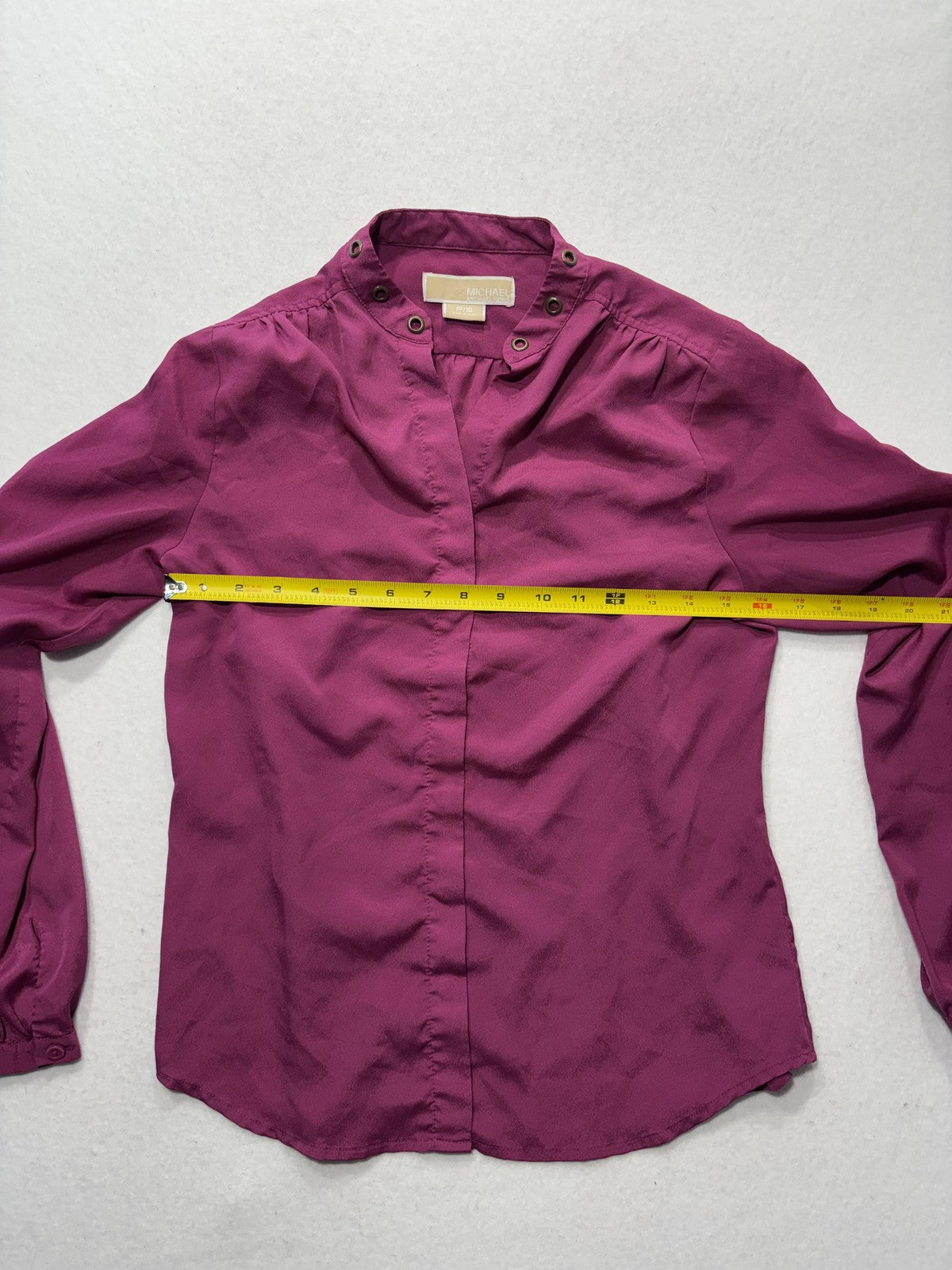 MICHAEL Michael Kors Top Womens P/S Pink Stud Neck Long Sleeve Button Blouse