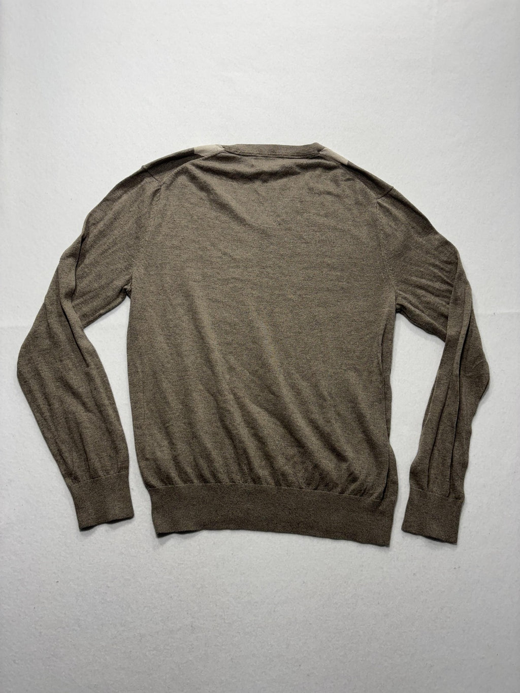 Banana Republic Sweater Mens Medium Brown Argyle V Neck Silk Blend Knit Pullover
