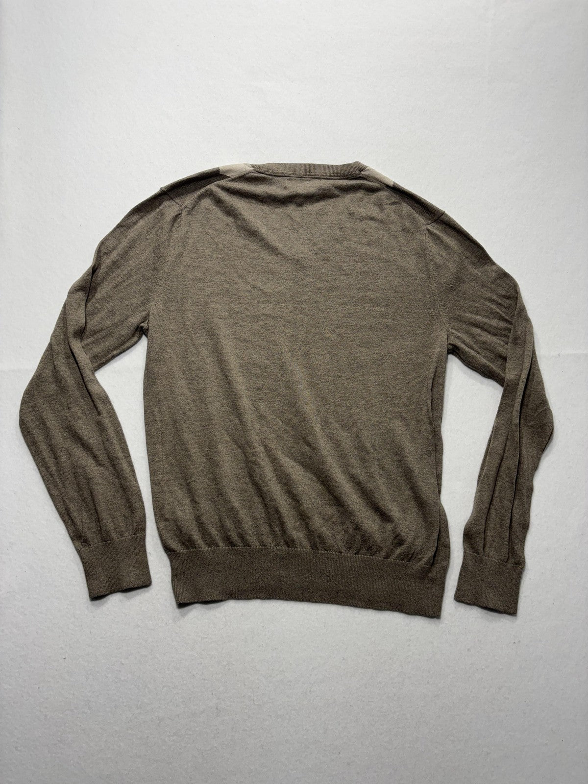 Banana Republic Sweater Mens Medium Brown Argyle V Neck Silk Blend Knit Pullover