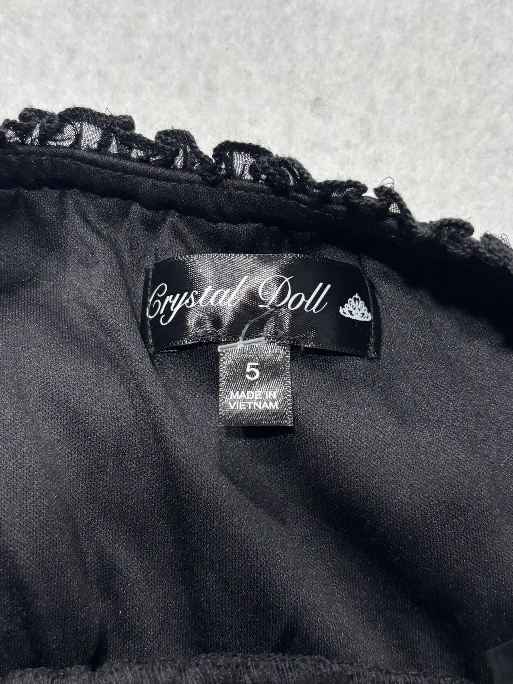 Crystal Doll Dress Juniors 5 Black Strapless Pleated Tiered Chiffon Mini Party