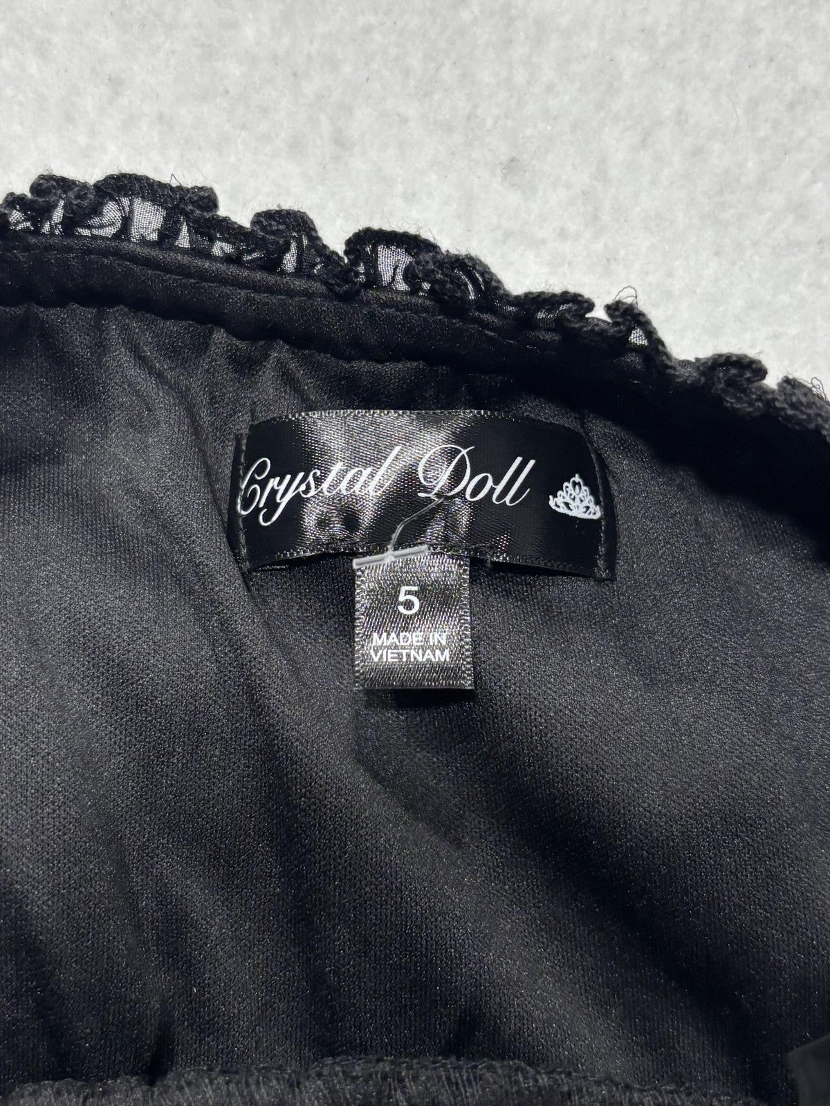Crystal Doll Dress Juniors 5 Black Strapless Pleated Tiered Chiffon Mini Party