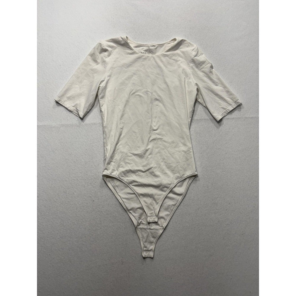 Everlane Bodysuit Womens Medium White Supima Cotton Jersey Short Sleeve Thong