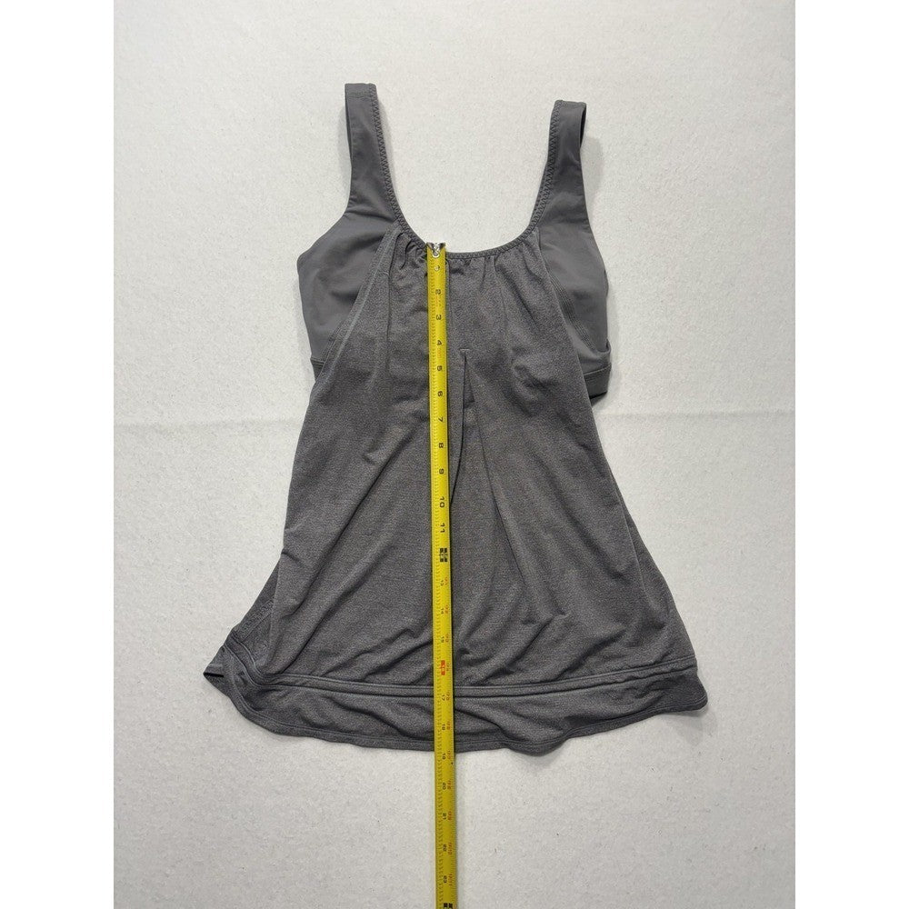 Lululemon Tank Womens Small Gray Scoop Neck Built In Bra Drawcord Hem Yoga Top