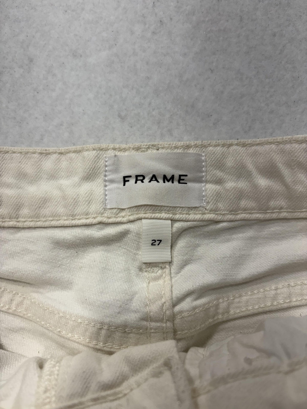 FRAME Le Grand Garcon Boyfriend Denim Shorts White 27 LGGSH470 Frayed Cut Off