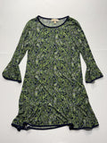 MICHAEL Michael Kors Dress Womens Large Blue Green Paisley Shift Bell Sleeve