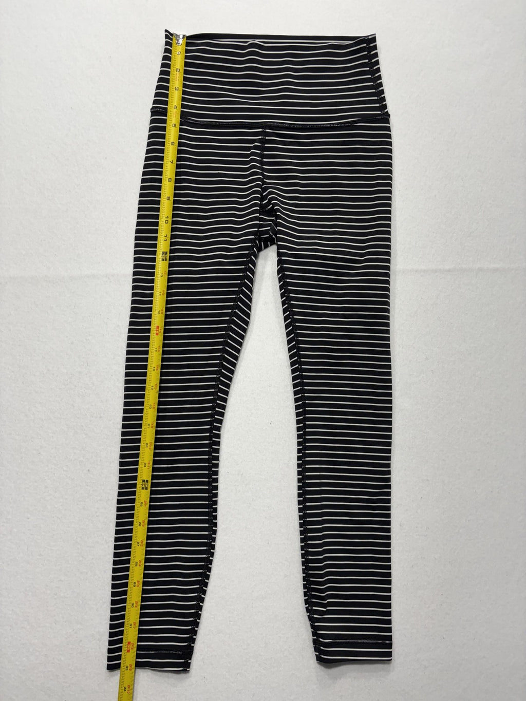 Lululemon Leggings Womens Small Black Stripe High Rise 25" Inseam Stretch Ankle