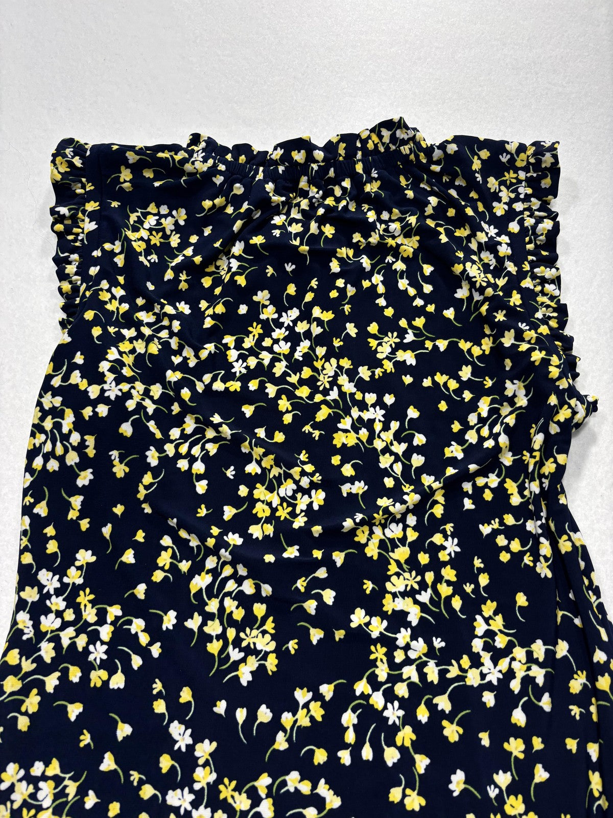 Tommy Hilfiger Dress Womens 6 Blue Floral Scoop Neck Ruffle A Line Jersey
