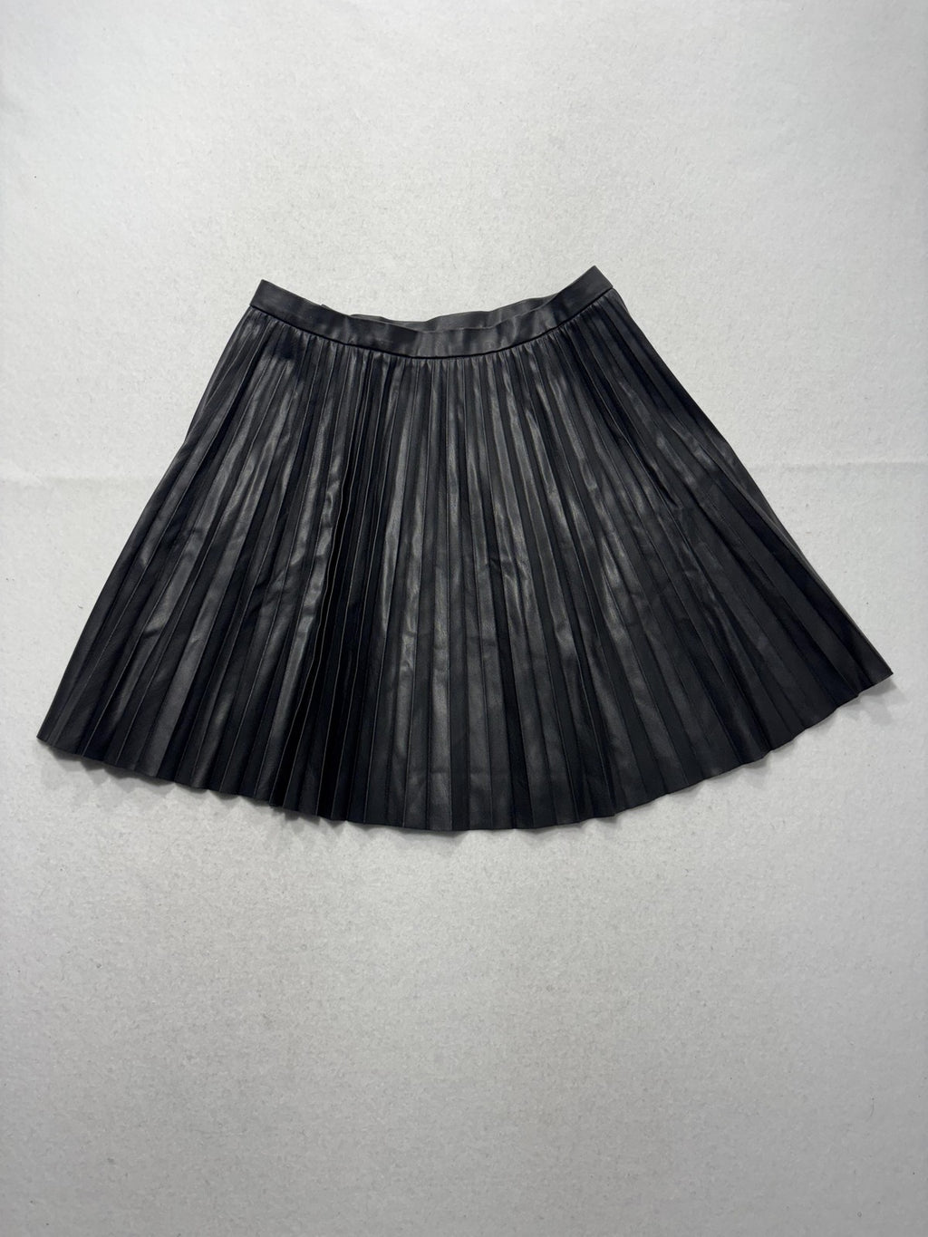 French Connection Skirt Womens 6 Black Faux Leather Pleated Mini Skater Party