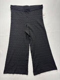 Ellen Tracy Pants Womens XL Black Textured Knit Wide Leg Cropped Pull On