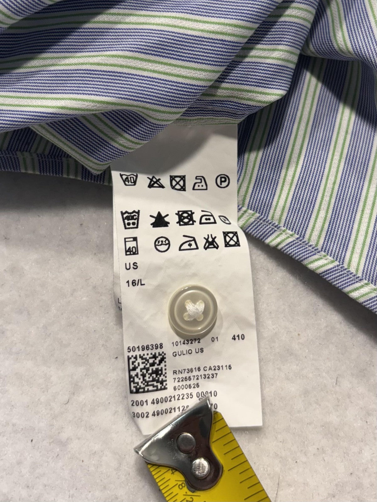 Hugo Boss Dress Shirt Mens 16 34/35 Blue Stripe Cotton Regular Fit LS Button Up