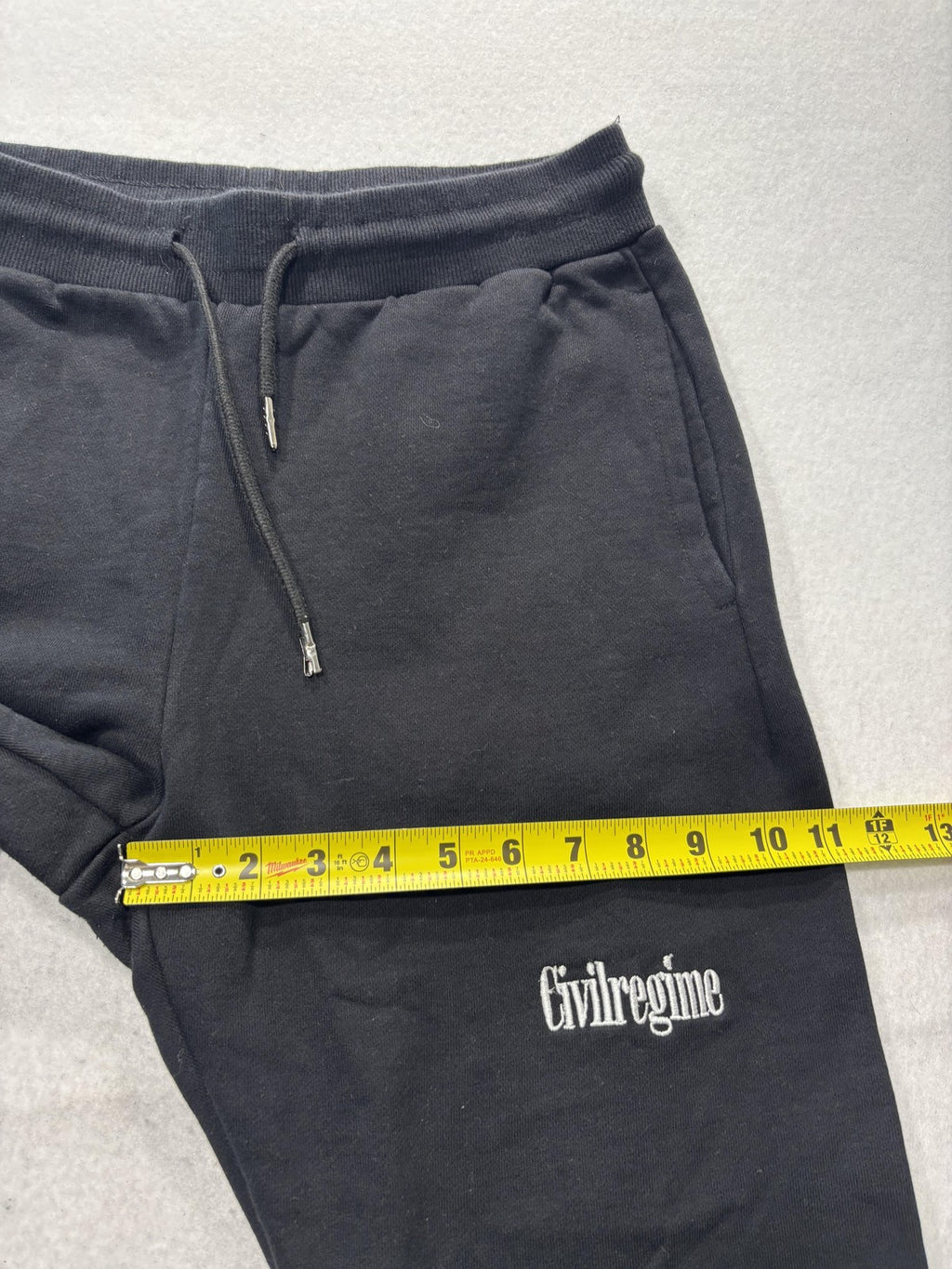 Civil Regime Mens Large Black Fleece Flare Leg Sweatpants Embroidered Dragon