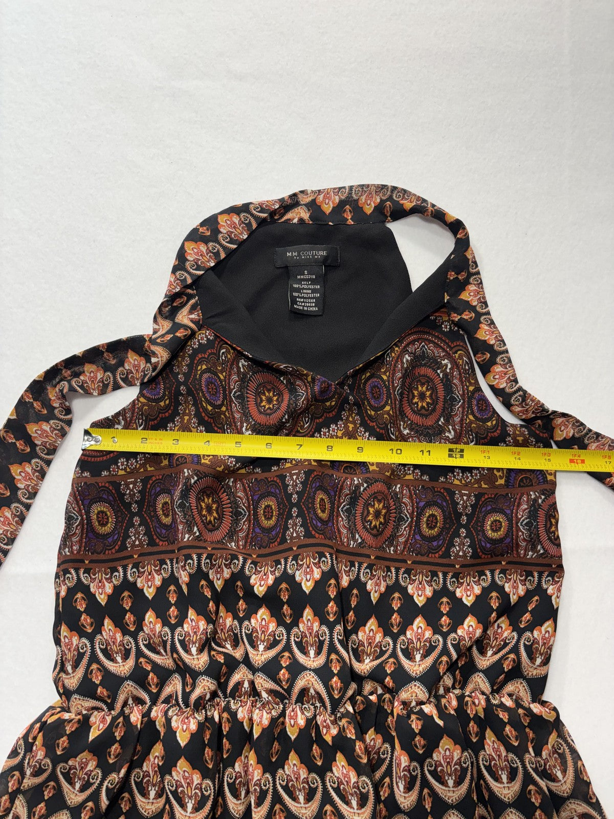 M.M. Couture By Miss Me Dress Womens Small Paisley Print Halter Fit Flare Boho