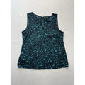 Apt. 9 Blouse Womens Medium Green Leopard Print Shirred Neck Sleeveless Top