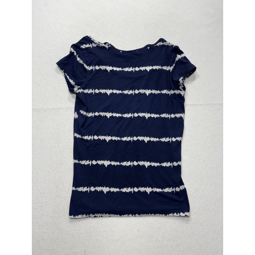 Poof Shirt Womens Medium Blue Stripe Scoop Neck Strap Casual Short Sleeve Tee