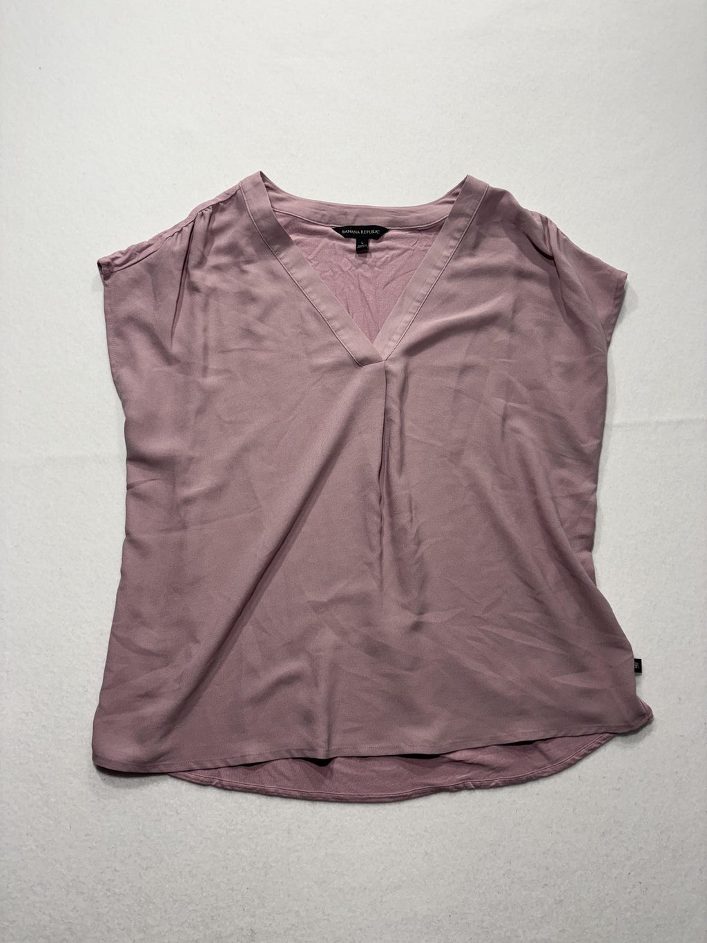 Banana Republic Blouse Womens Large Pink V Neck Cap Sleeve Lightweight Jersey