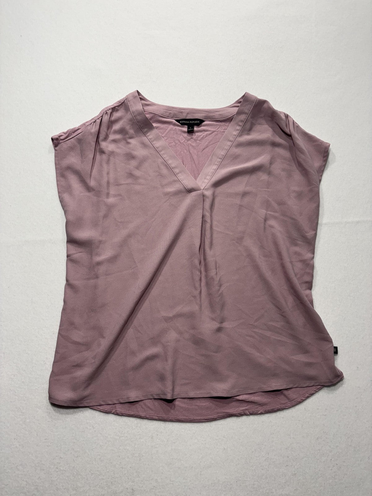 Banana Republic Blouse Womens Large Pink V Neck Cap Sleeve Lightweight Jersey