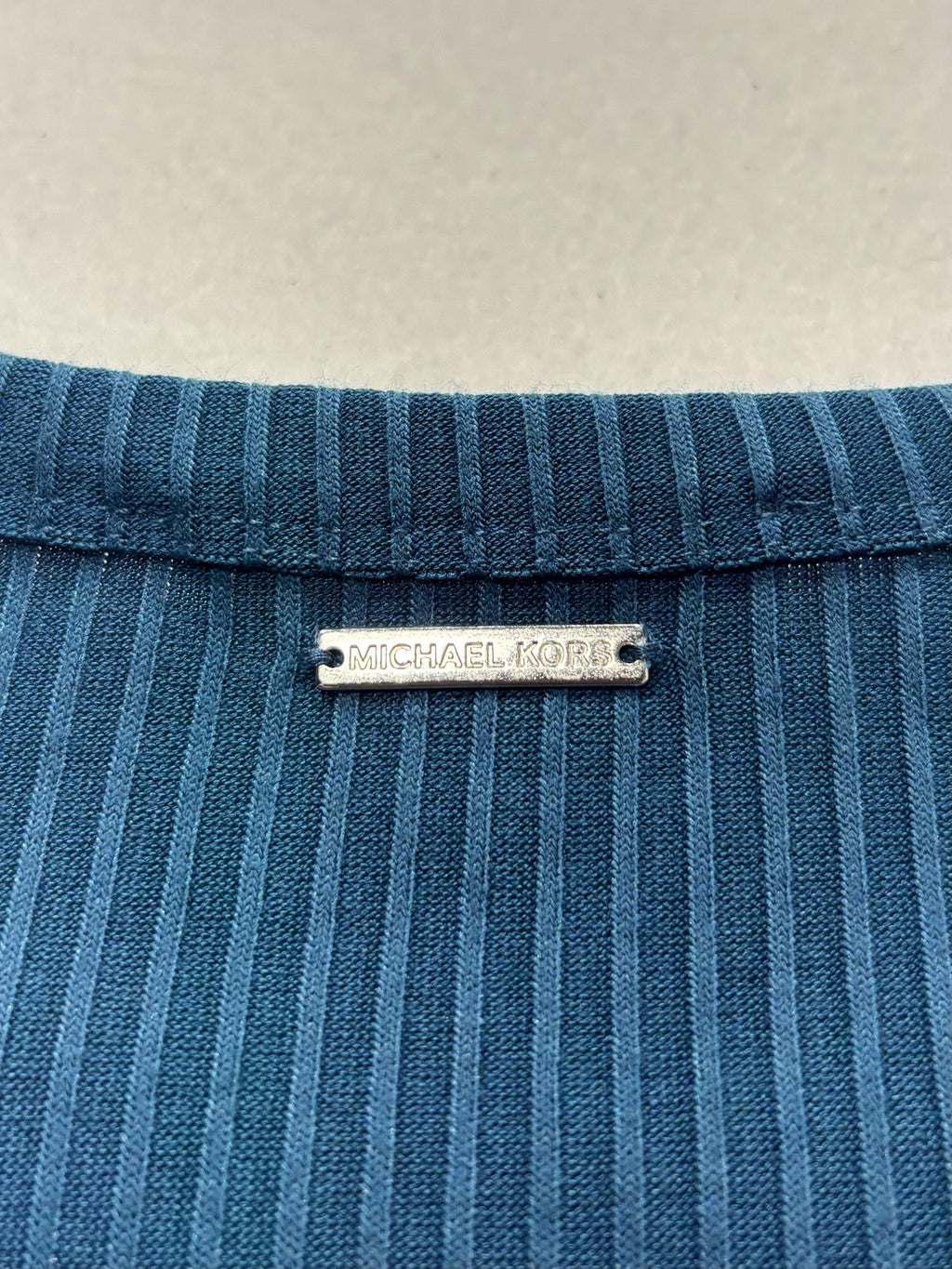 MICHAEL Michael Kors Dress Womens Small Blue Ribbed Long Sleeve Bodycon Midi