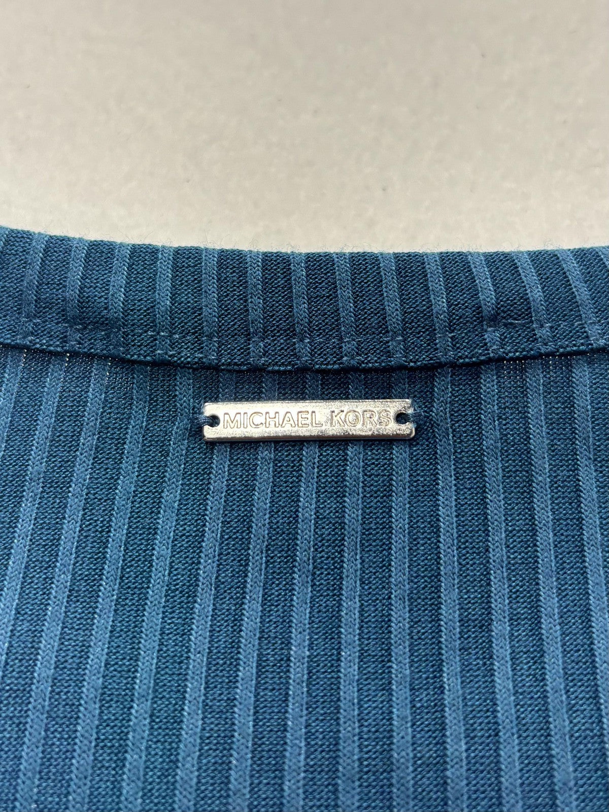 MICHAEL Michael Kors Dress Womens Small Blue Ribbed Long Sleeve Bodycon Midi