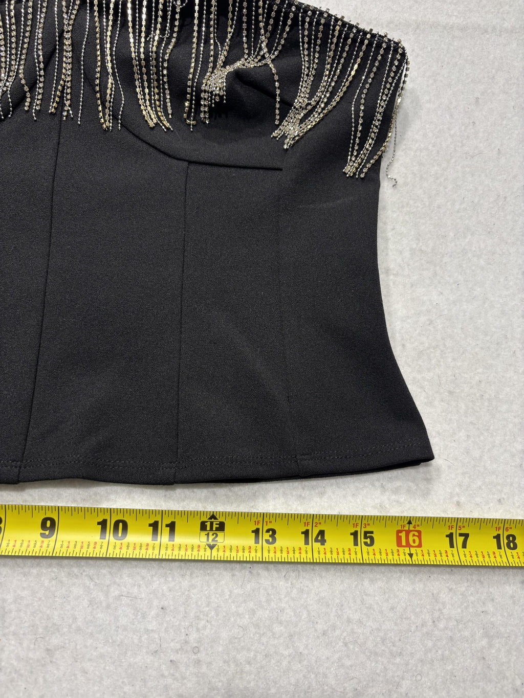 Sincerely Jules Tank Womens Medium Black Rhinestone Fringe Square Neck Cami