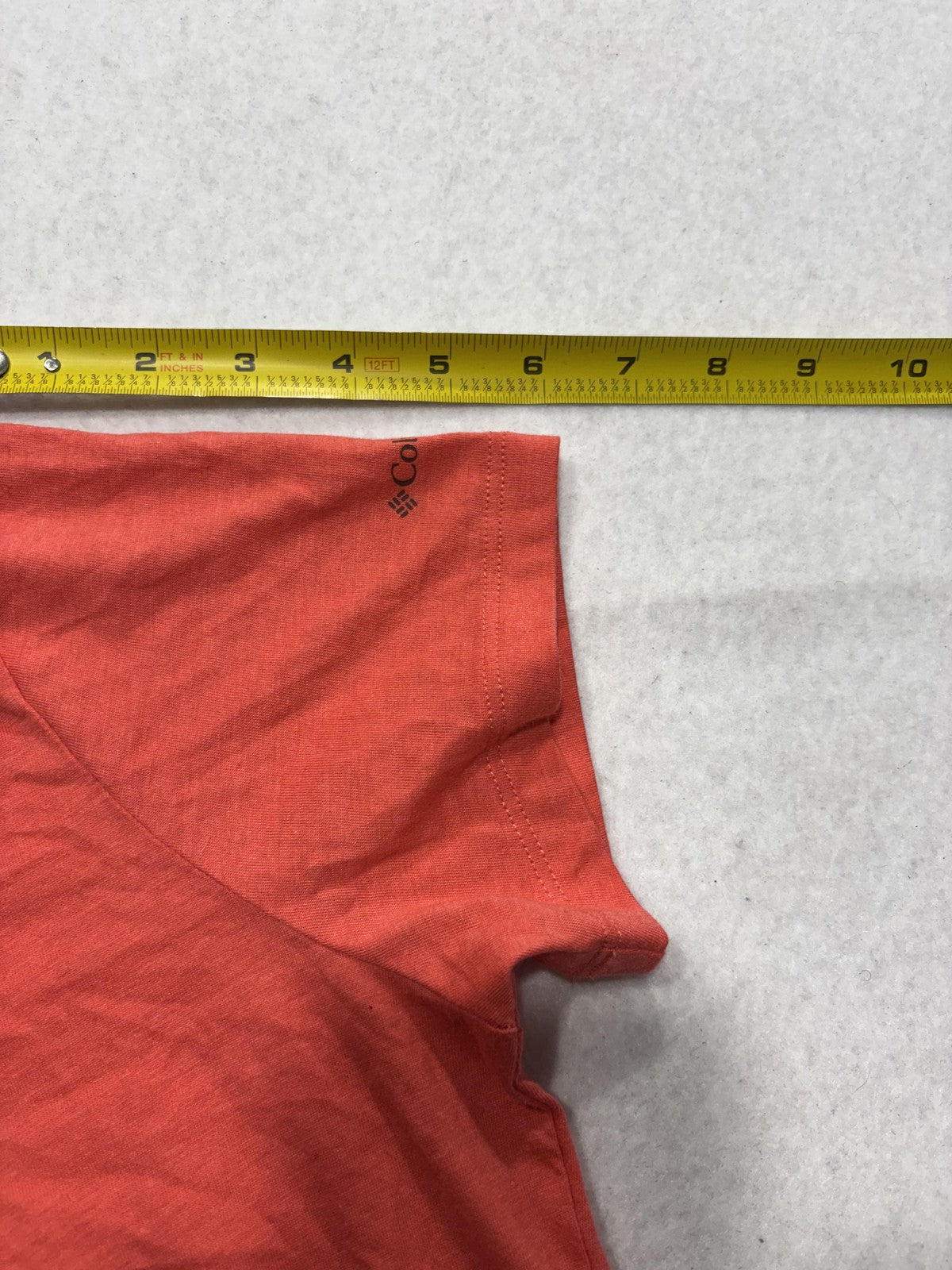 Columbia Shirt Womens Medium Orange Scoop Neck Short Sleeve Graphic Logo Tee