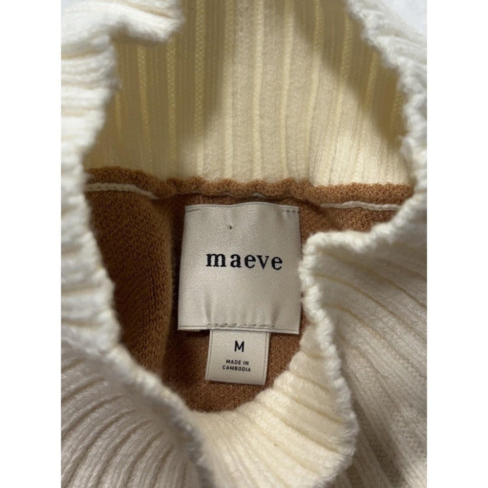 Maeve Sweater Womens Medium Brown Mock Neck Dolman Sleeve Knit Relaxed Pullover