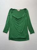 Michael Kors Top Womens Medium Green Cowl Neck 3/4 Sleeve Stretch Tunic Blouse