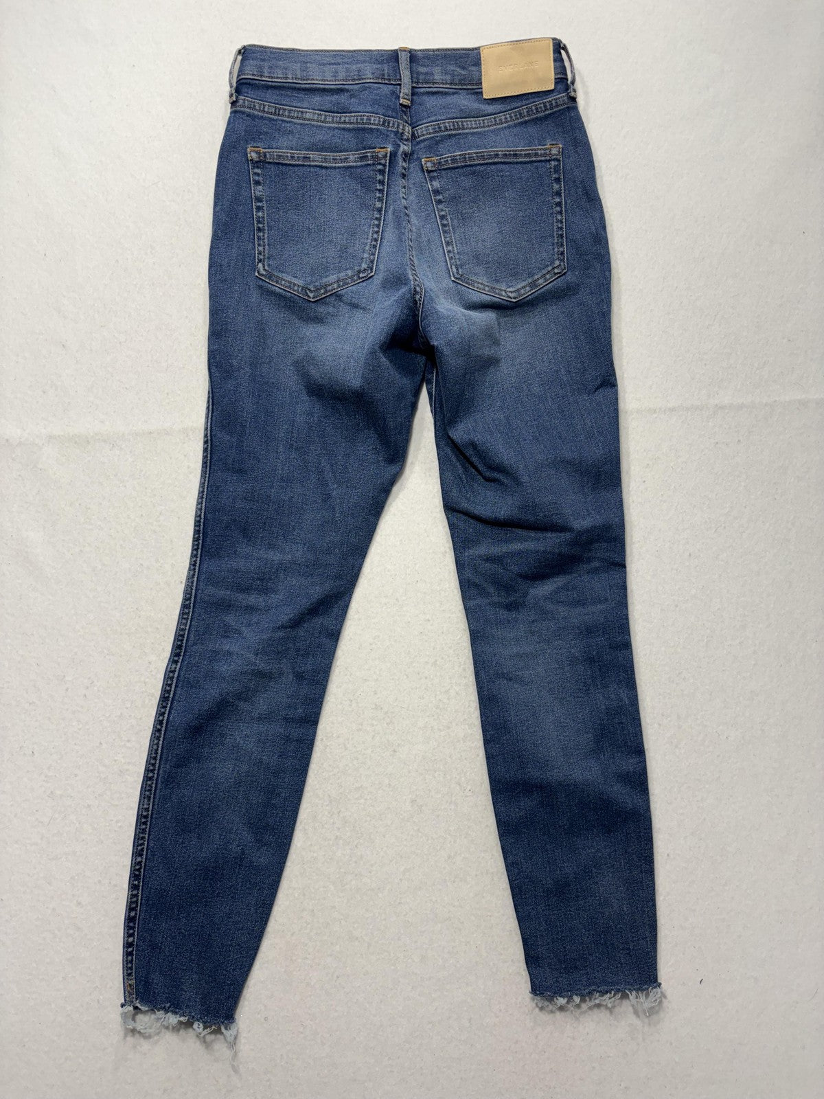 Everlane Jeans Womens 25 Ankle Blue High Rise Skinny Stretch Raw Hem 25x27
