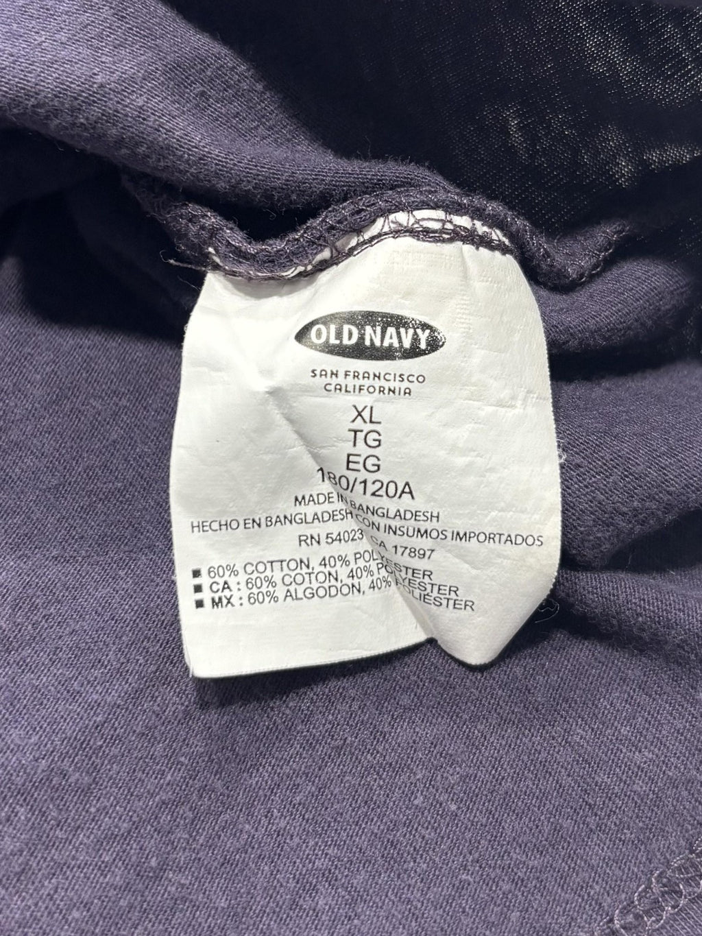 Old Navy Shirt Mens XL Purple Crew Neck Short Sleeve Basic Tee Casual Jersey