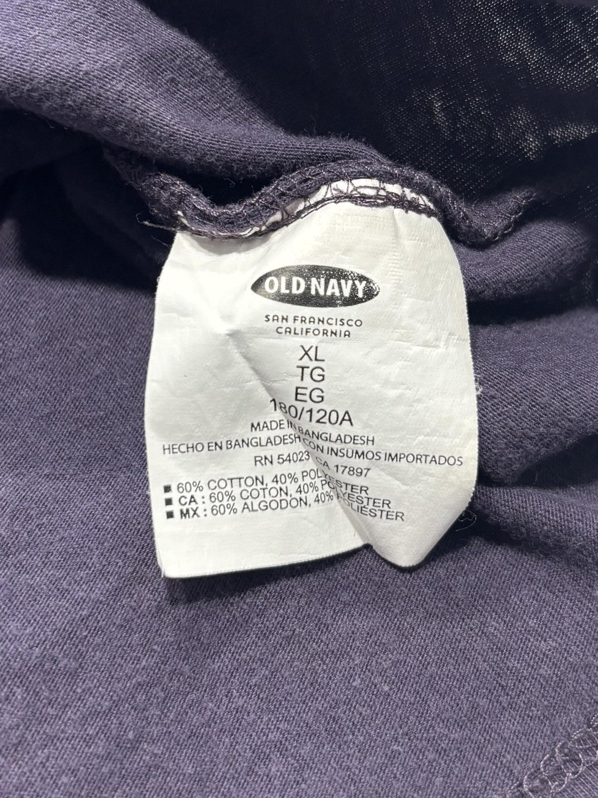 Old Navy Shirt Mens XL Purple Crew Neck Short Sleeve Basic Tee Casual Jersey