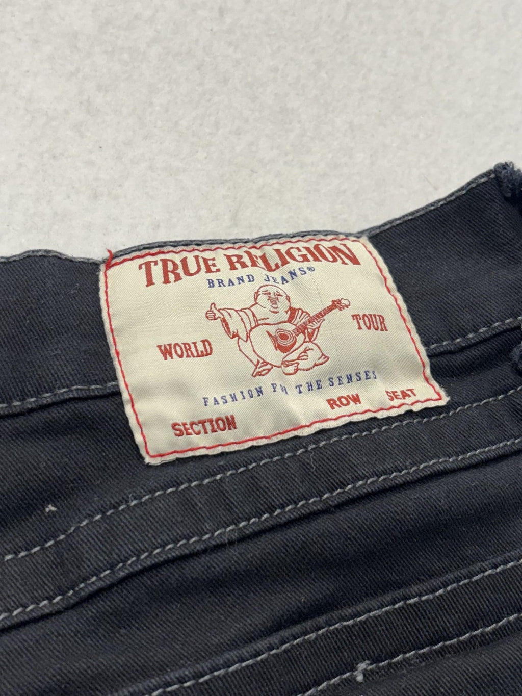 True Religion Ricky Relaxed Straight Jeans Mens 32x32 Black Dark Wash Stretch