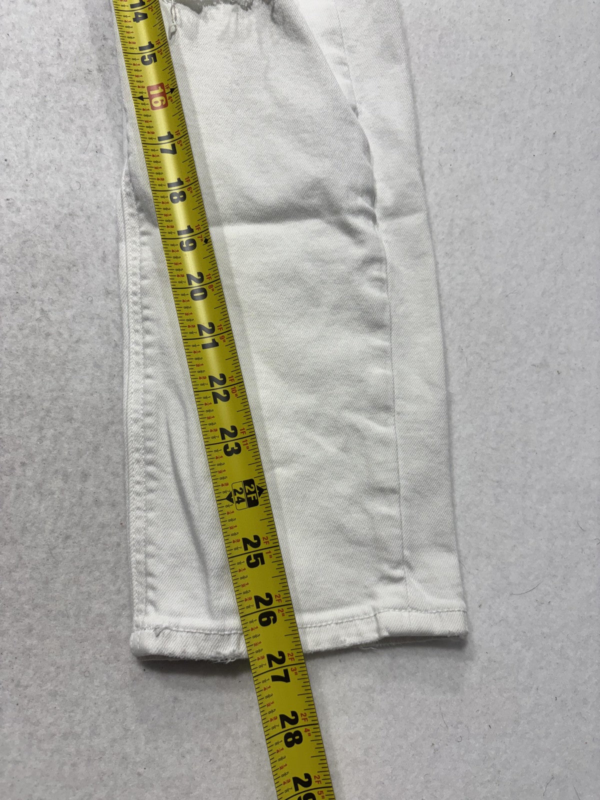 American Eagle Mom Straight Jeans Womens 0 White High Rise Distressed 28x29