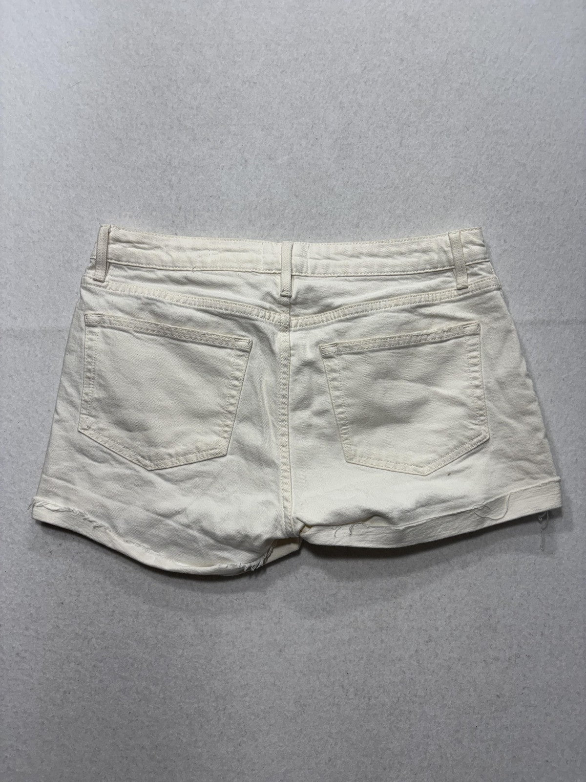 FRAME Le Grand Garcon Boyfriend Denim Shorts White 27 LGGSH470 Frayed Cut Off