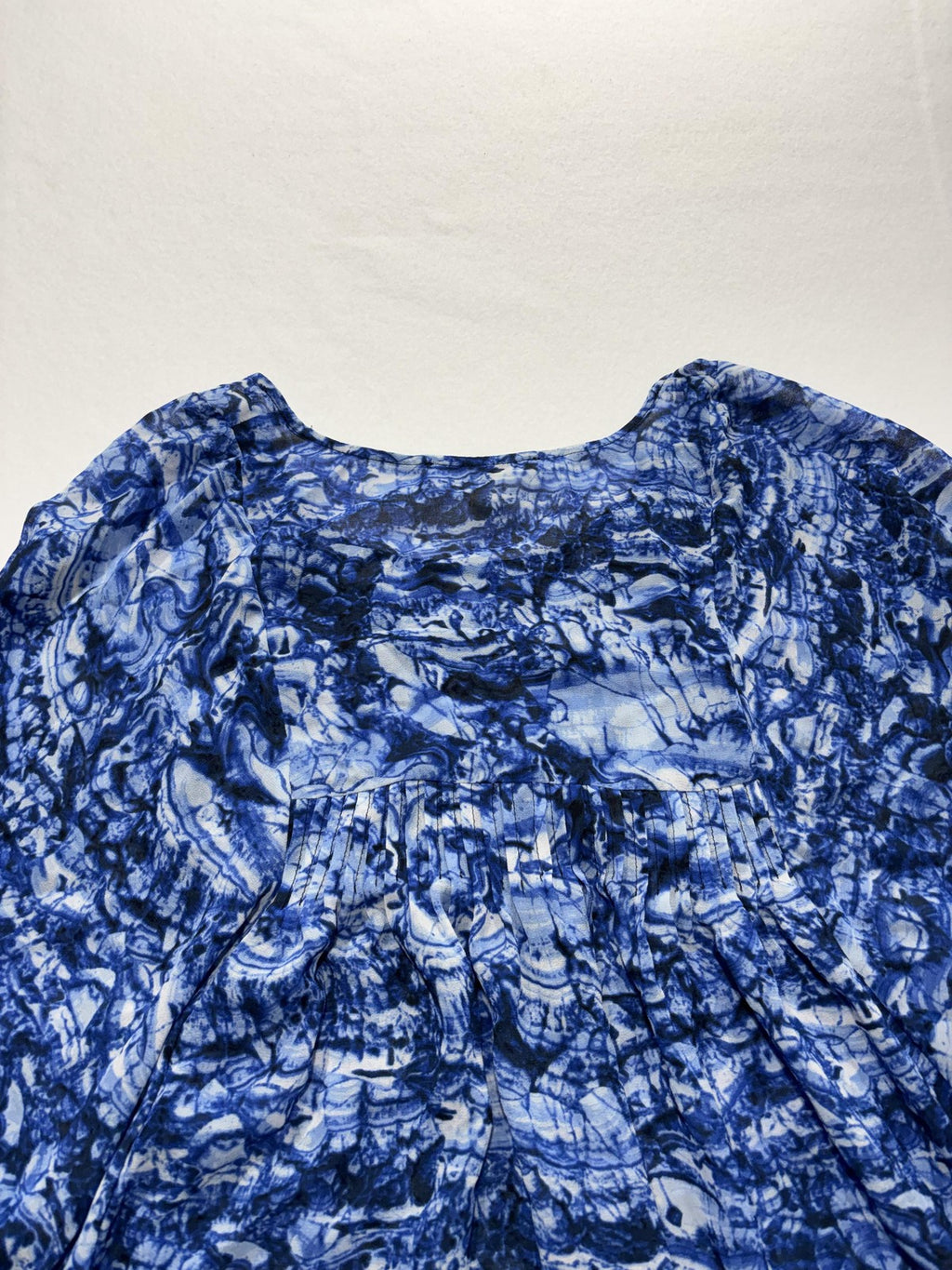 Michael Kors Blouse Womens XL Blue Geometric 3/4 Sleeve Tunic Top