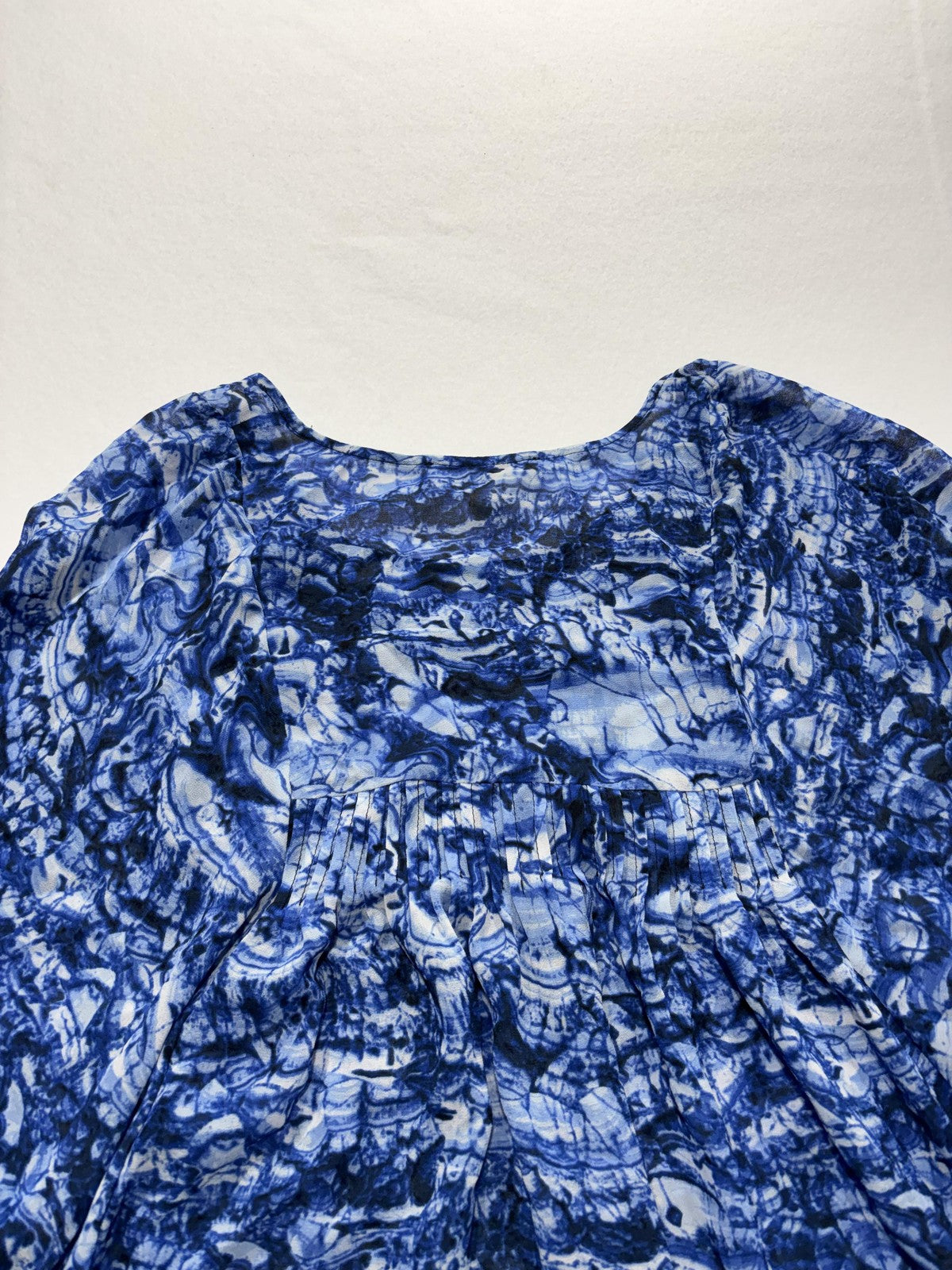 Michael Kors Blouse Womens XL Blue Geometric 3/4 Sleeve Tunic Top