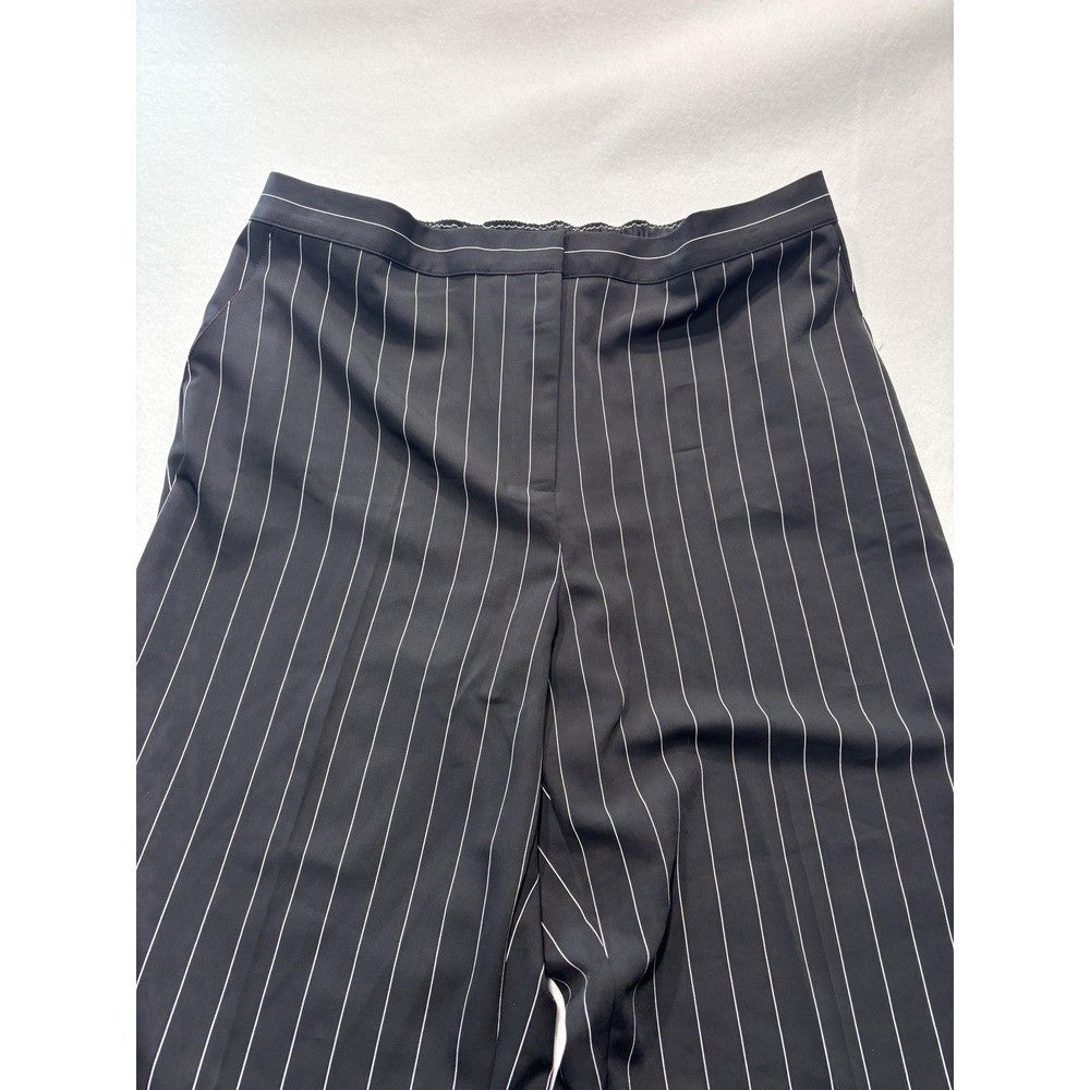 Nordstrom Penelope Pinstripe Wide Leg Dress Pants Black Womens XXL N0501923MI