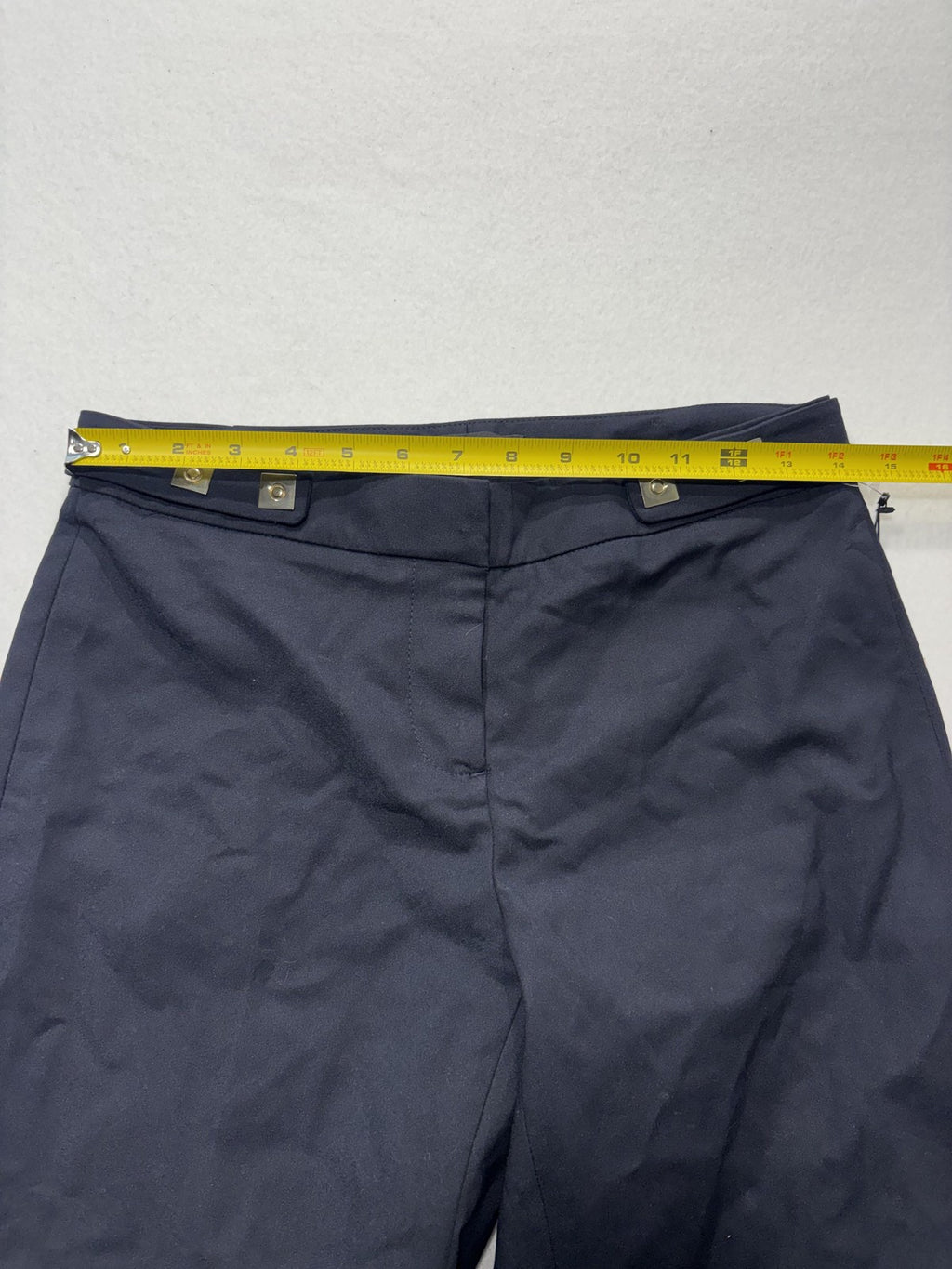 Ivanka Trump Dress Pants Womens 2 Blue Twill Slim Ankle Zip Gold Zip Career Work