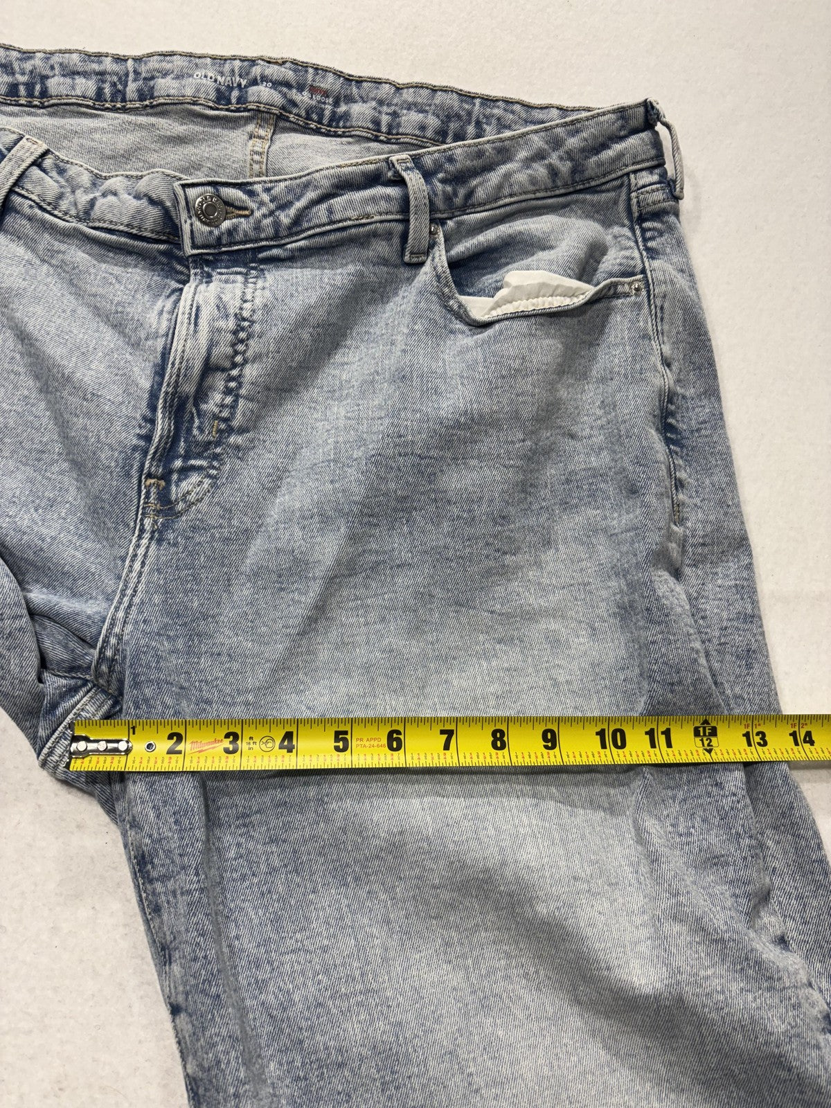Old Navy Jeans Womens 20 Blue Light Wash High Rise Straight Crop Raw Hem 40x25.5