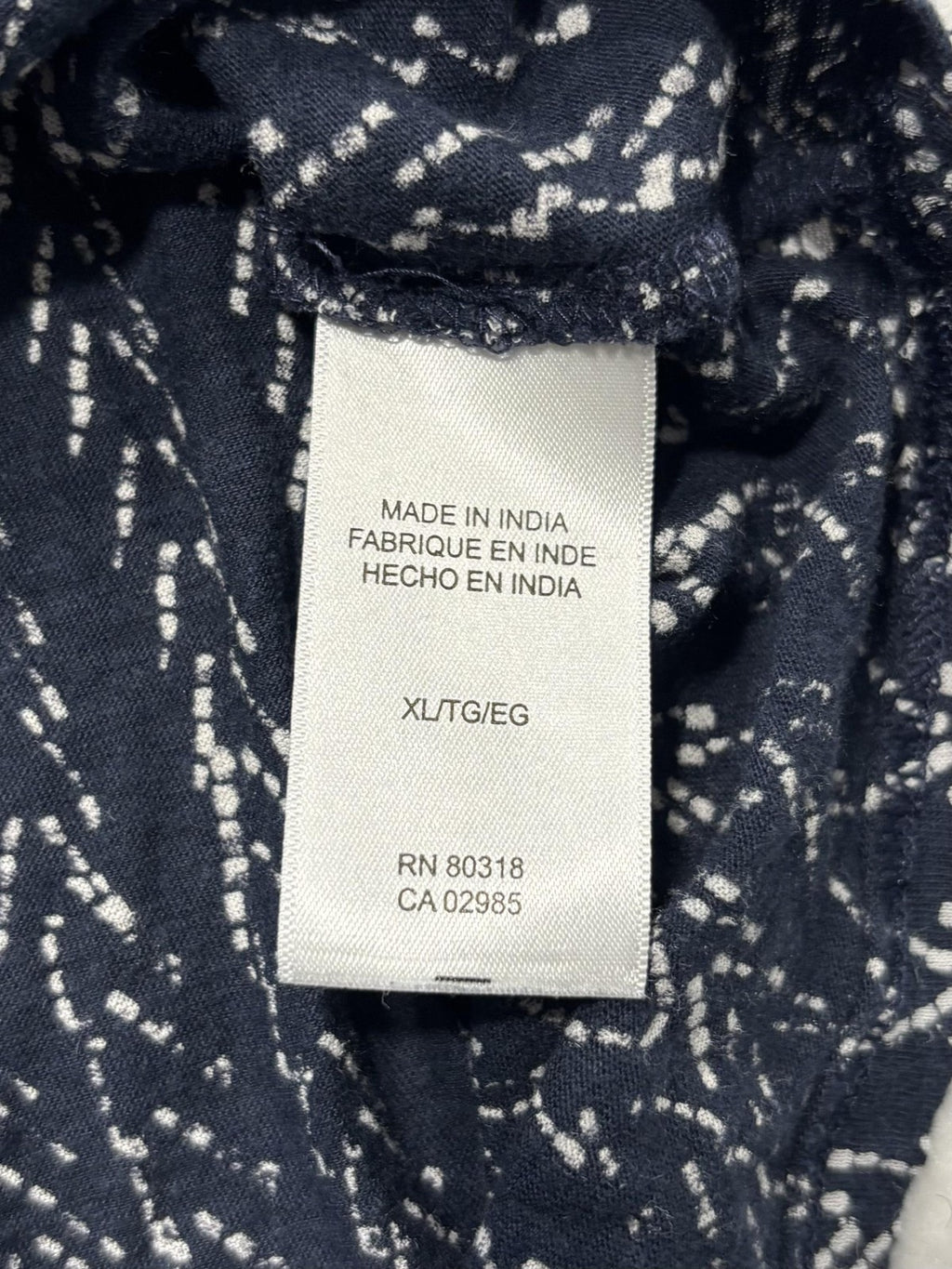 Lucky Brand Blouse Womens XL Blue Geometric Scoop Neck Flutter Sleeve Jersey Top