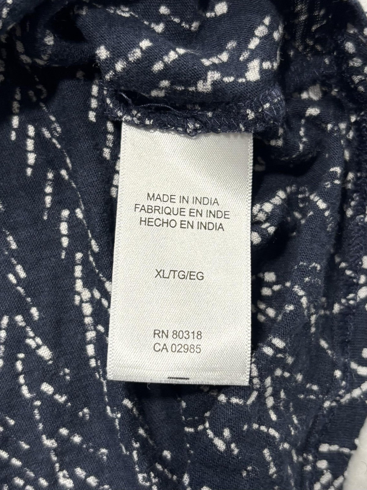 Lucky Brand Blouse Womens XL Blue Geometric Scoop Neck Flutter Sleeve Jersey Top