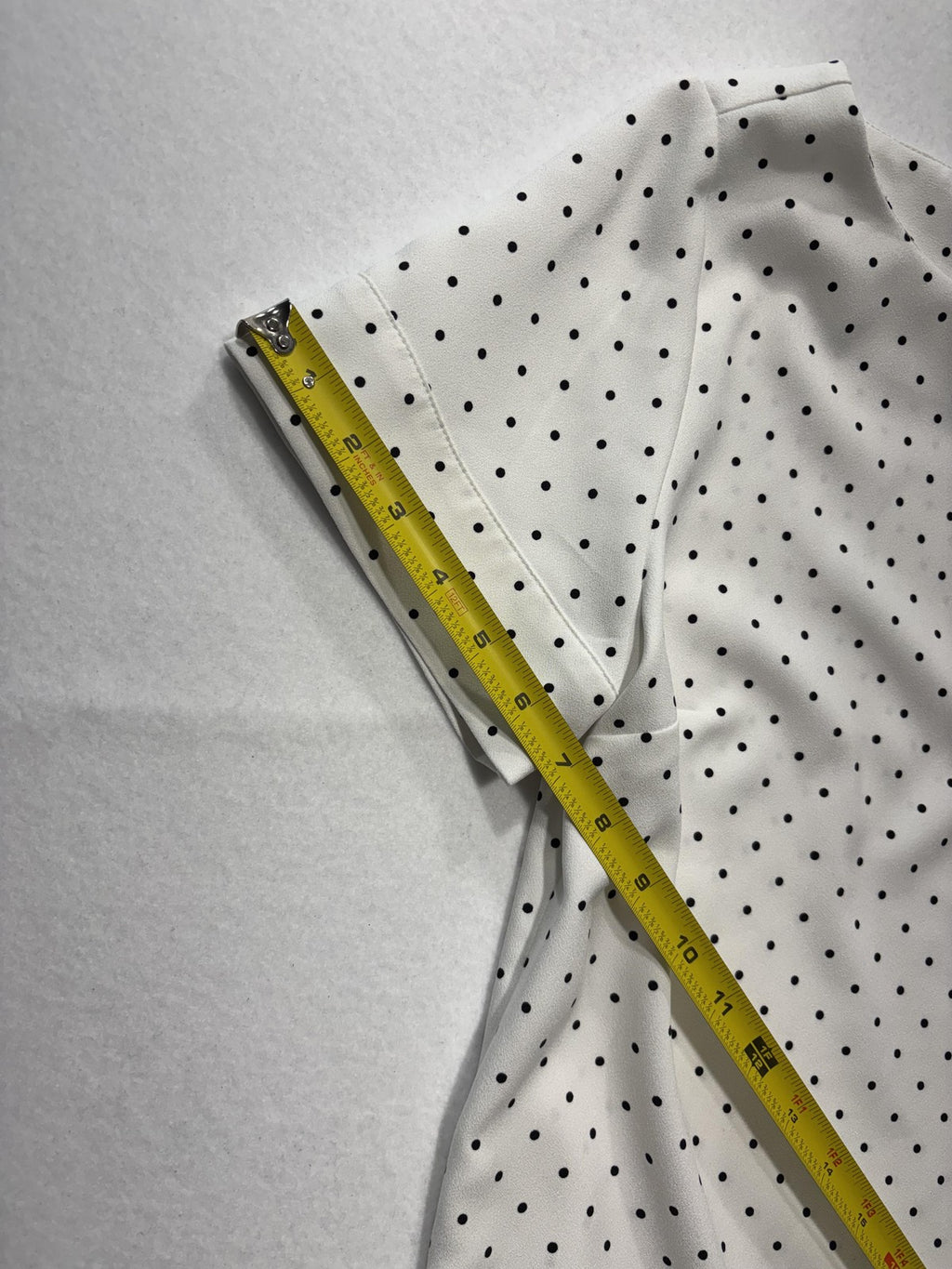 Banana Republic Blouse Womens S Petite White Polka Dot Boatneck Short Sleeve Top