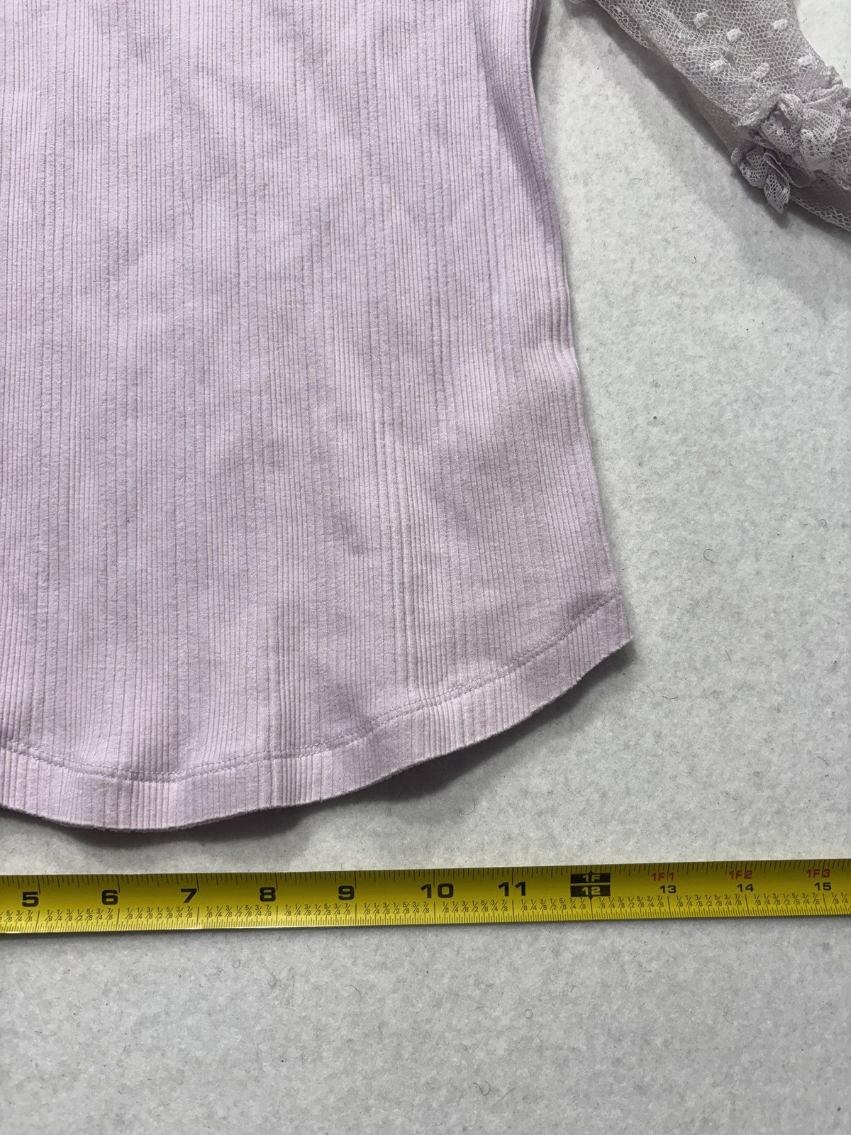 Urban Outfitters Top Womens M/L Purple Crew Neck Sheer Puff Sleeve Dot Ruffle
