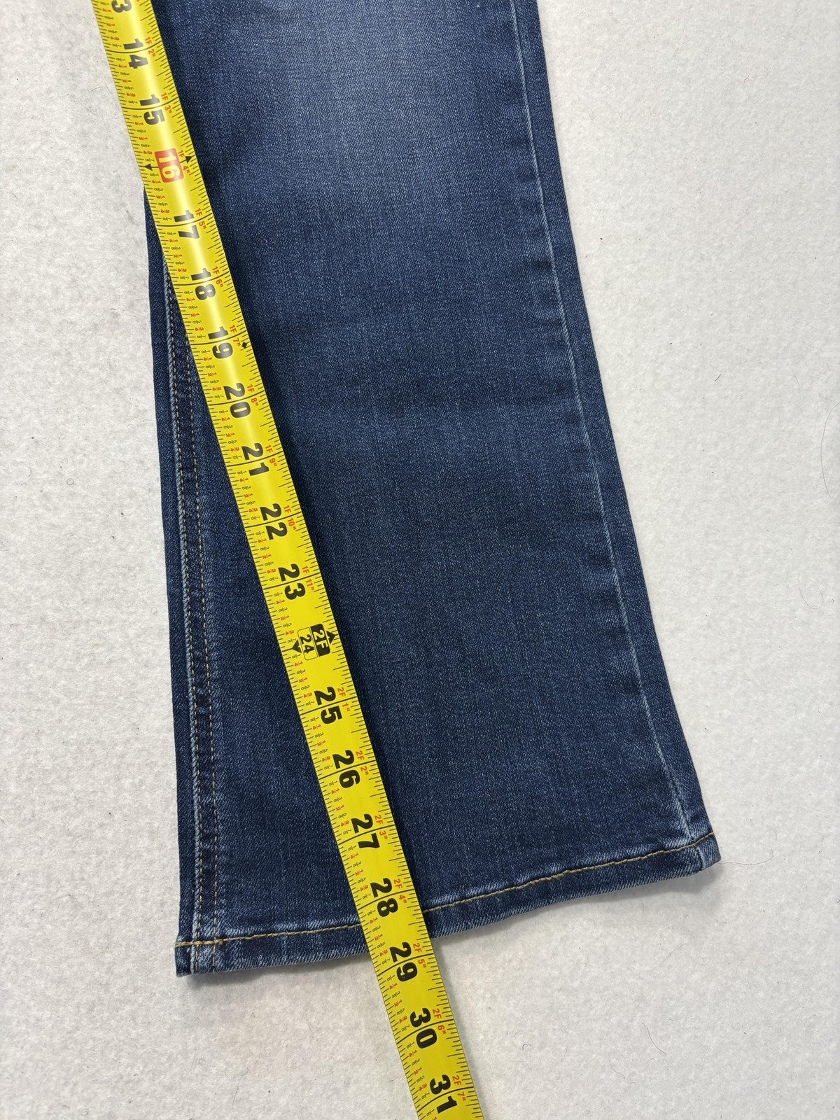 Lee Jeans Womens 14P Blue Medium Wash Mid Rise Bootcut Regular Stretch 33x29