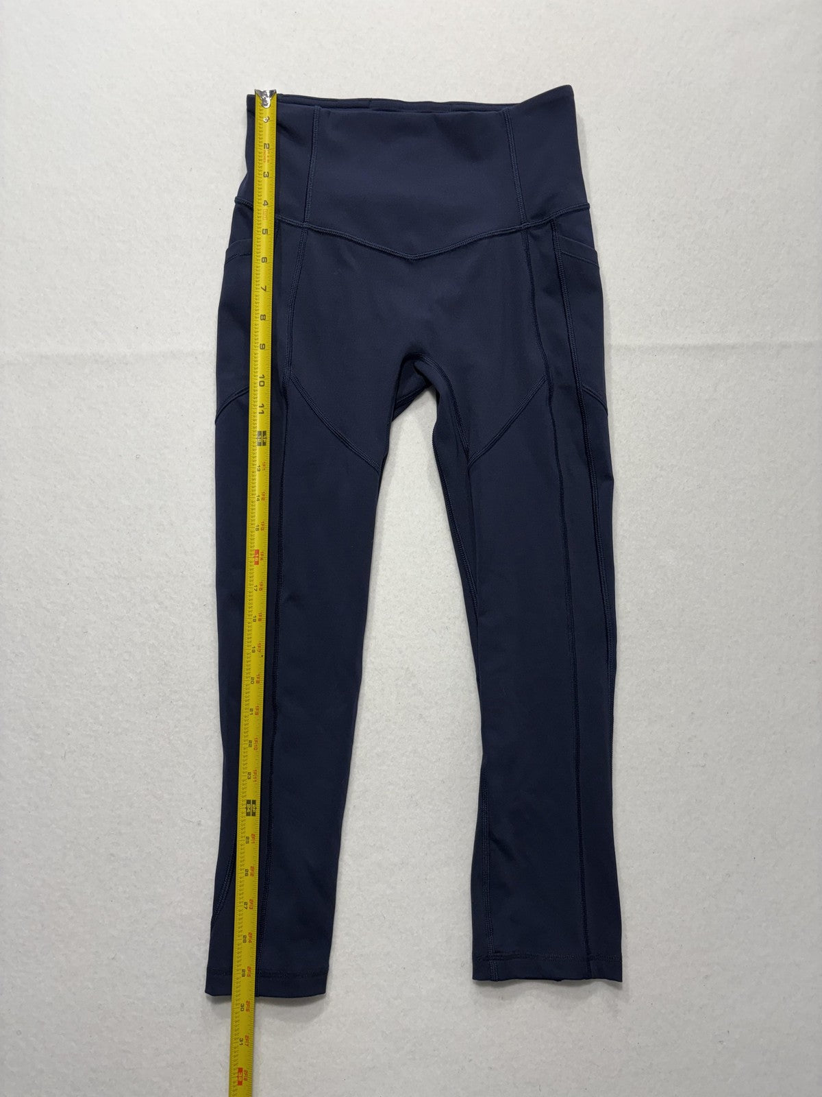 Lululemon Leggings Womens 4 Blue High Rise Cropped 24" Inseam Pocket Stretch