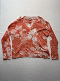 Tommy Bahama Sweater Womens XL Orange Floral V Neck Waffle Knit Tropical Top