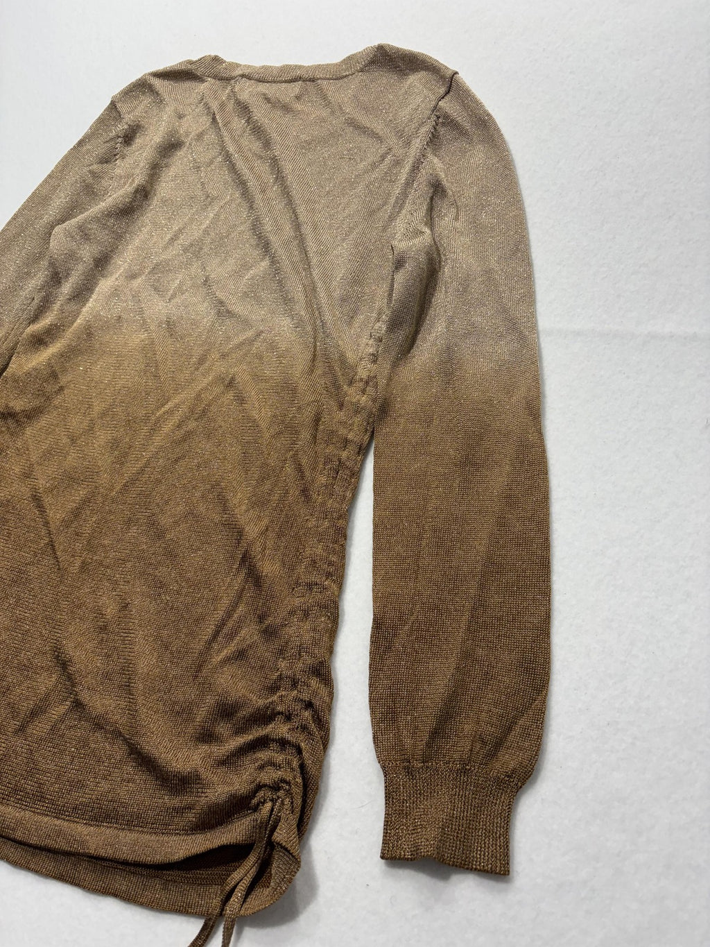 MICHAEL Michael Kors Sweater Womens Medium Gold Metallic Tunic Drawstring Logo