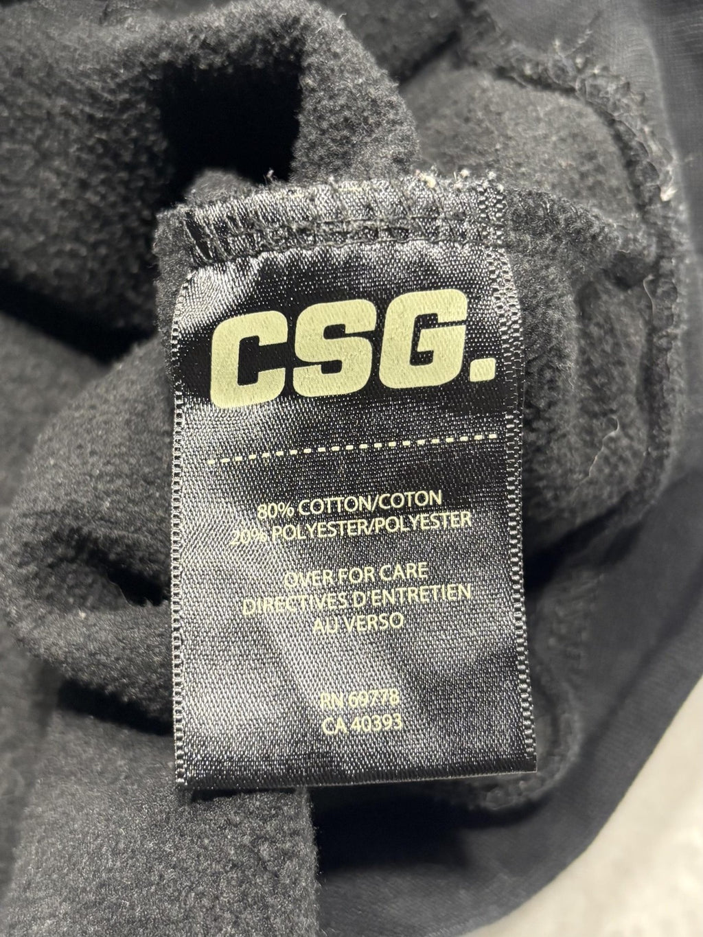 CSG Hoodie Mens Medium Black Fleece Pullover Kangaroo Pocket Solid Casual