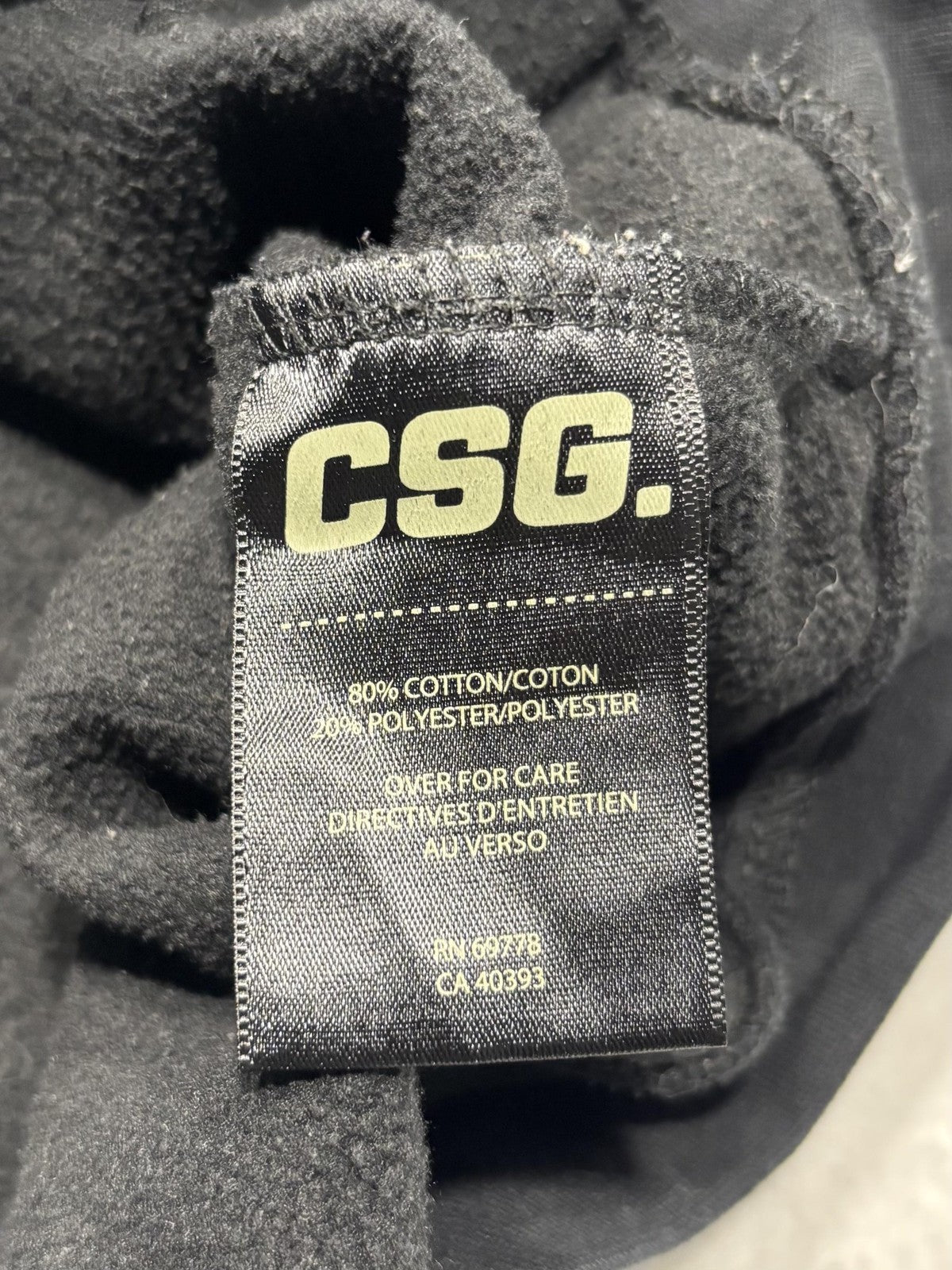 CSG Hoodie Mens Medium Black Fleece Pullover Kangaroo Pocket Solid Casual