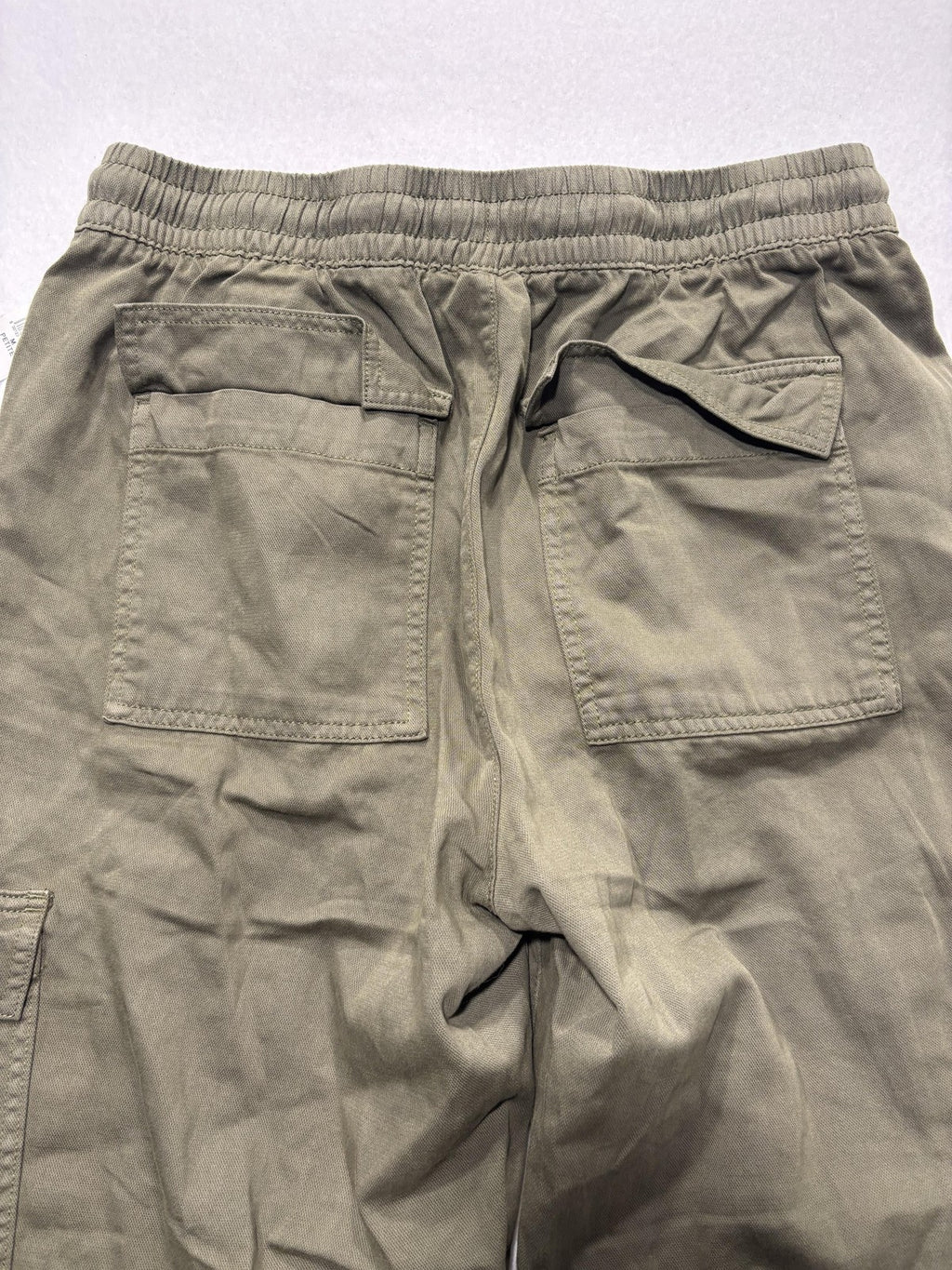Gap Cargo Pants Womens M Petite Green Twill Crop Elastic Waist Pull On Relaxed
