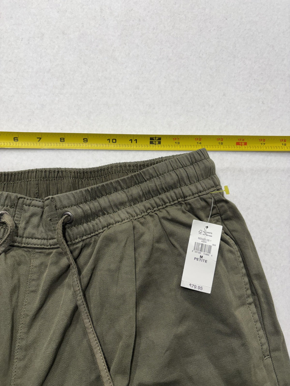 Gap Cargo Pants Womens M Petite Green Twill Crop Elastic Waist Pull On Relaxed