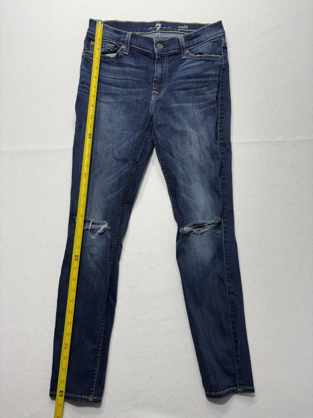 7 For All Mankind Gwenevere Jeans Womens 28 Blue Distressed Ankle Skinny 29x28